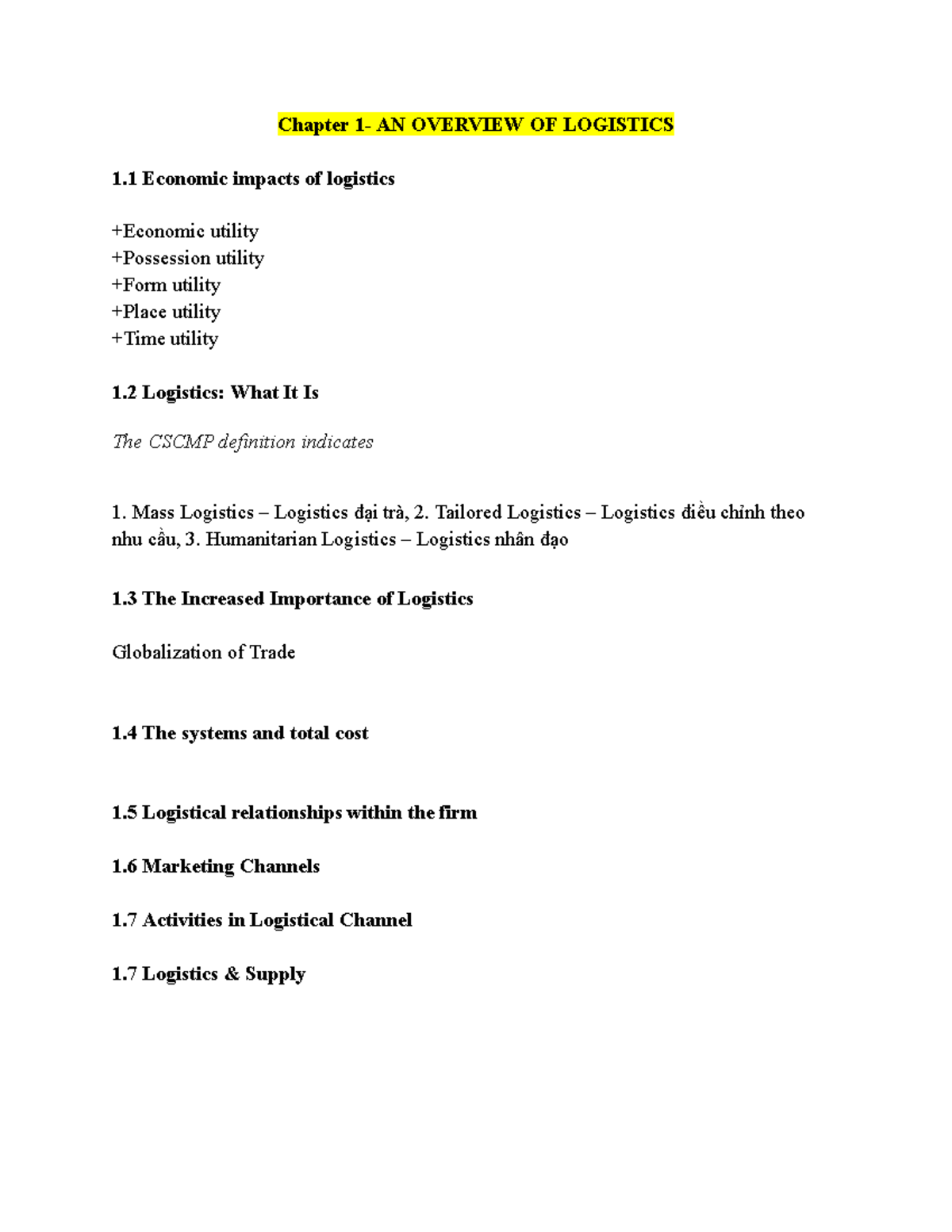 Chapter Overview of Logistics and Warehouse Management (U54Q6JM ...