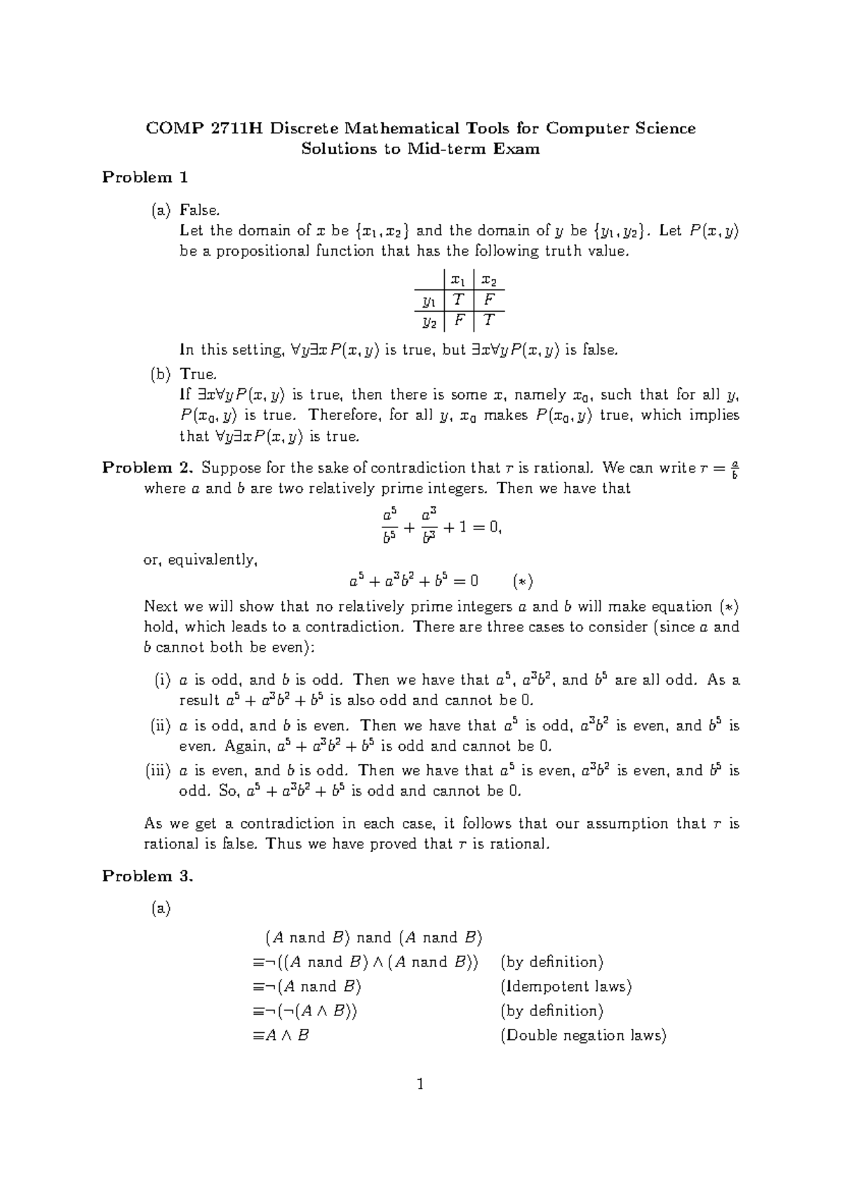 Solutions to COMP2711H Discrete Math Midterm Exam (2021-2022) - Studocu