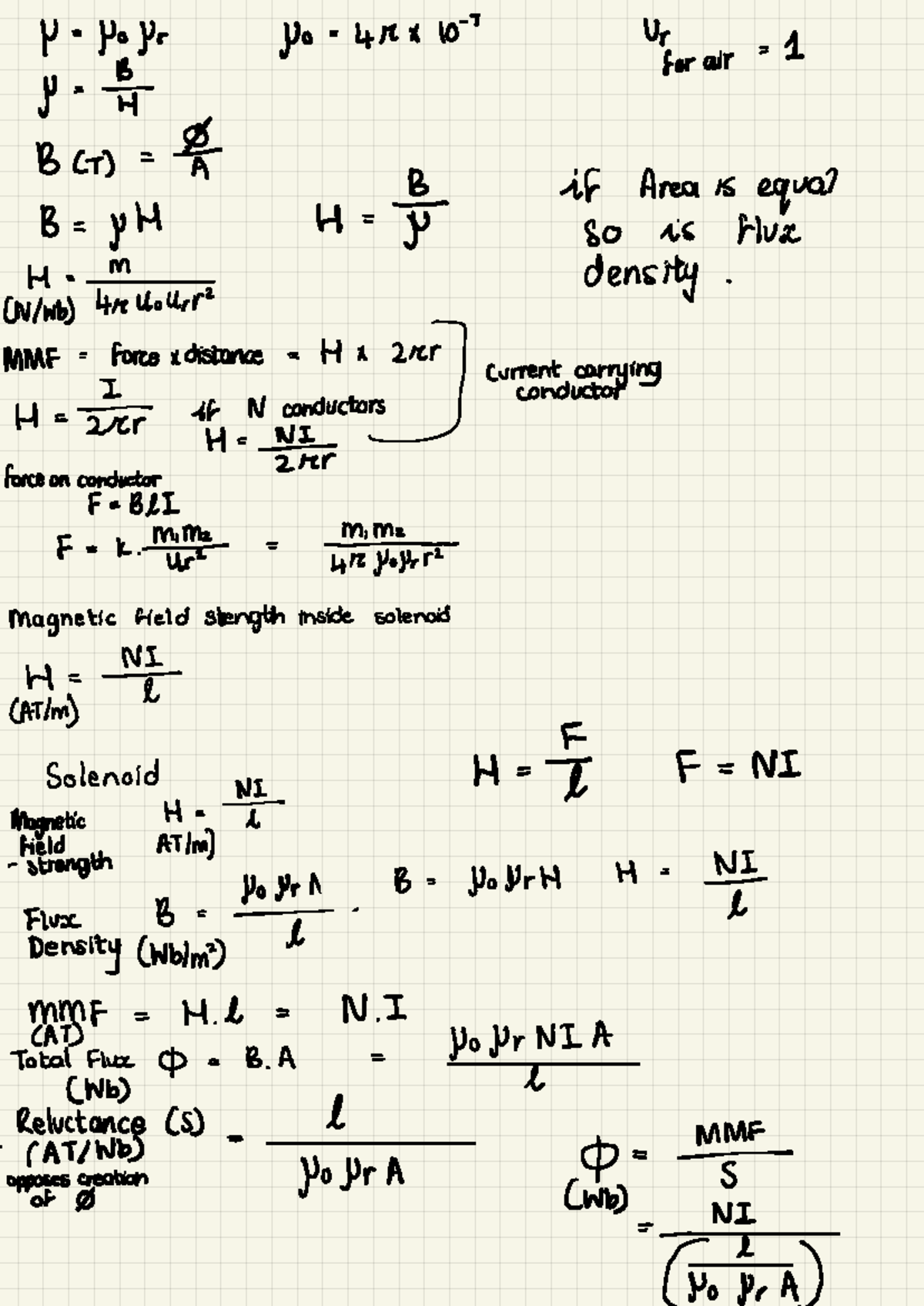 Magnetic Circuit Formulas and Calculations for Physics 101 - Studocu
