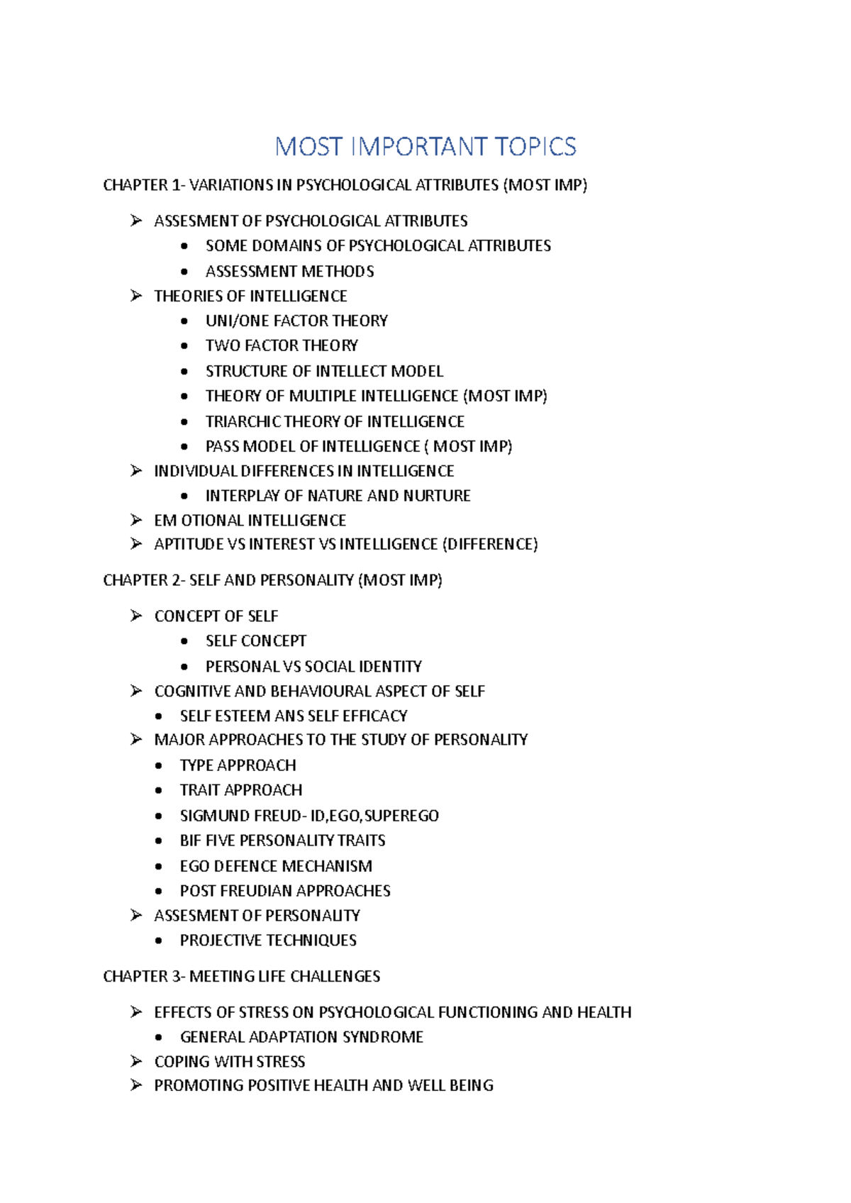 PSY 101: Key Topics in Psychological Attributes and Disorders - Studocu