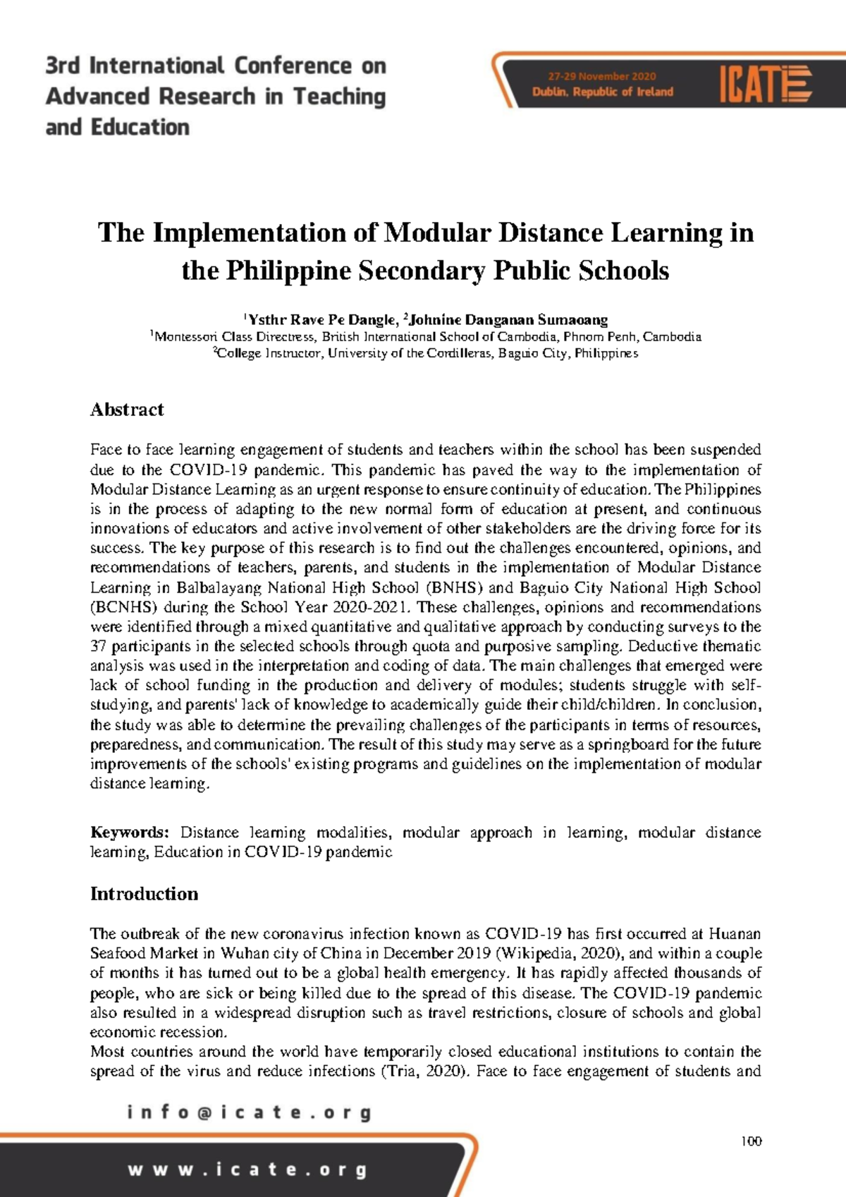 Modular Distance Learning in Philippine Secondary Schools: Challenges ...