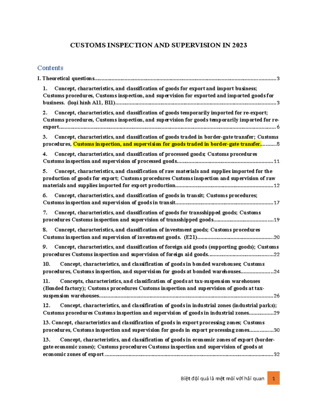 CUSTOMS INSPECTION & SUPERVISION A11, B11, E21: Comprehensive Guide ...
