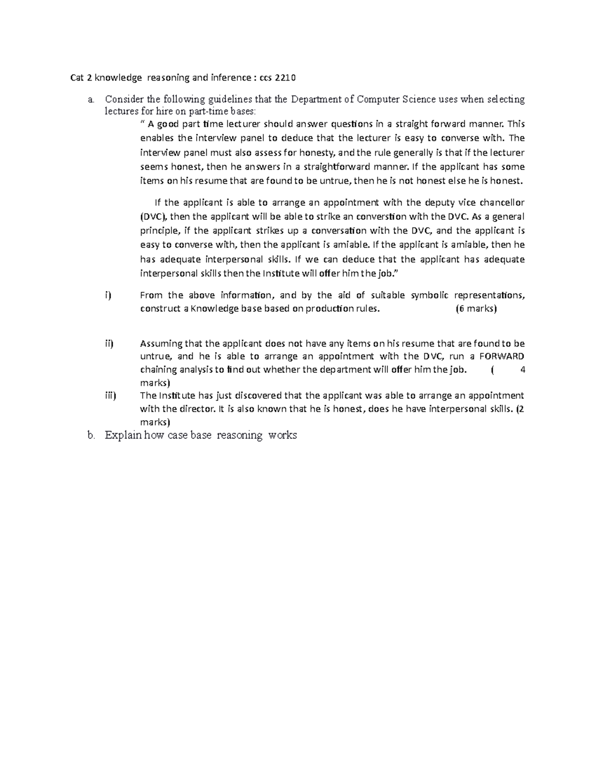 CCS 2210 Knowledge Base: Inference & Reasoning Guidelines - Studocu