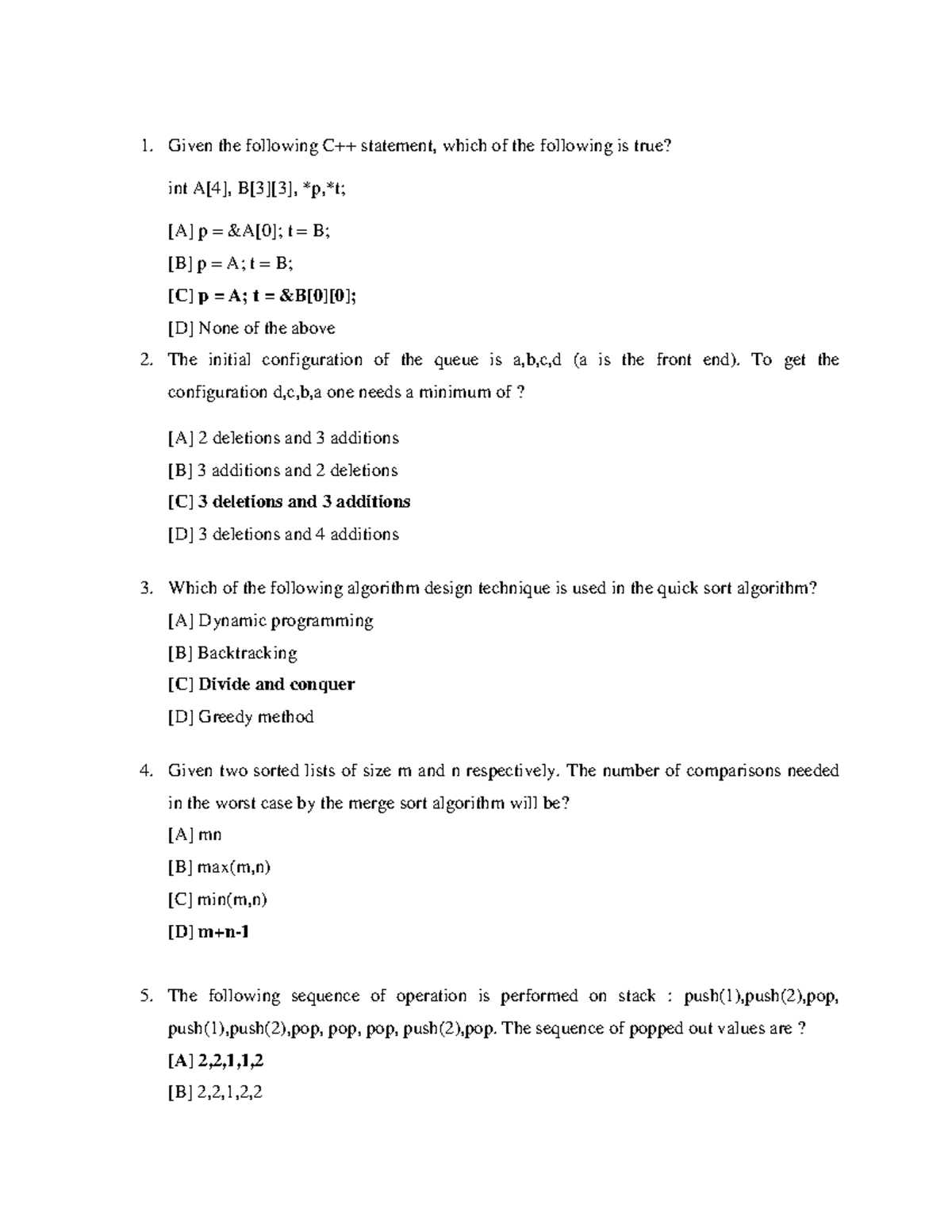 Degree Exit Exam Sample Questions (CS101) - Studocu