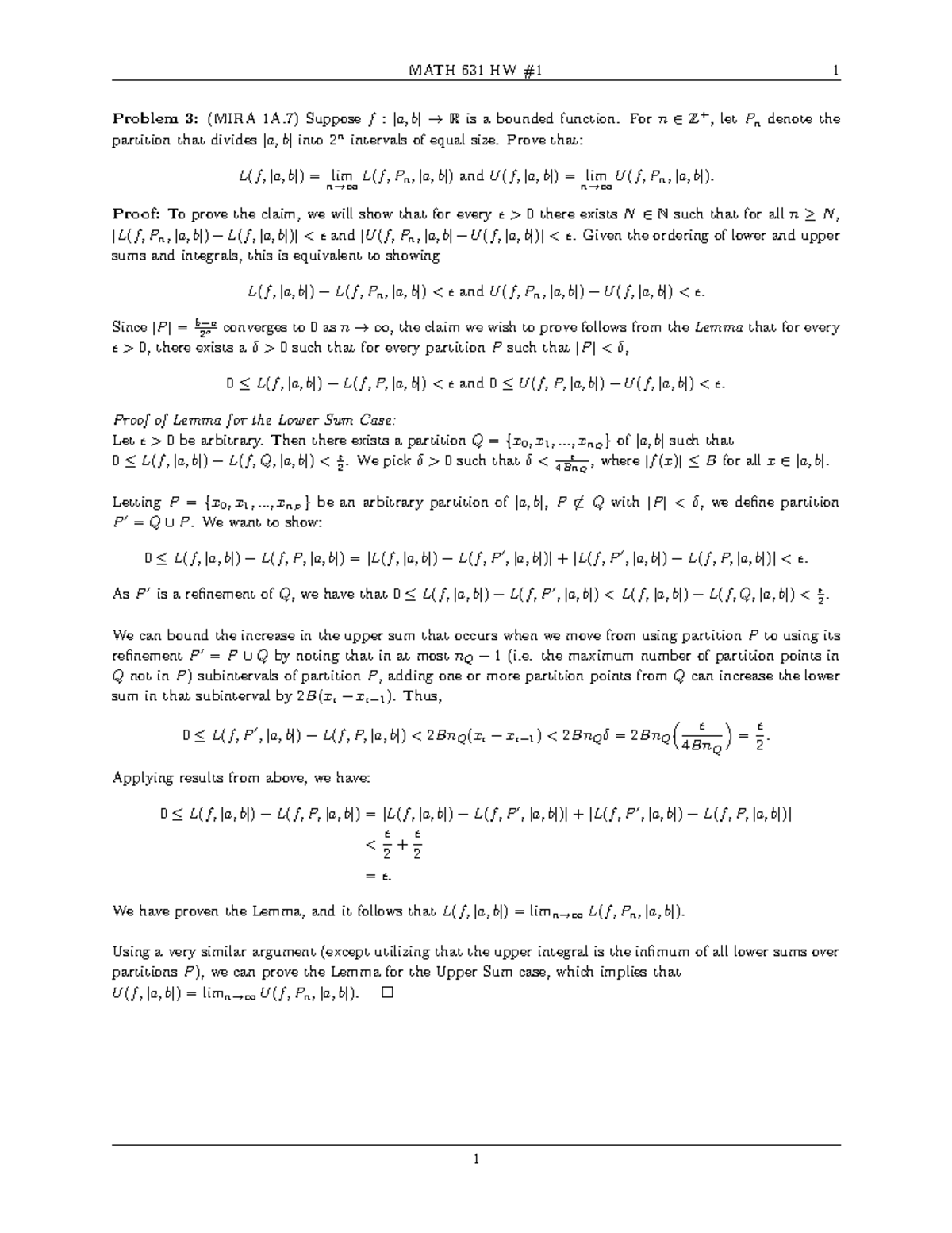 Hw1 - MIRA 1A and MIRA 1B Problem Solutions and Proofs - Studocu