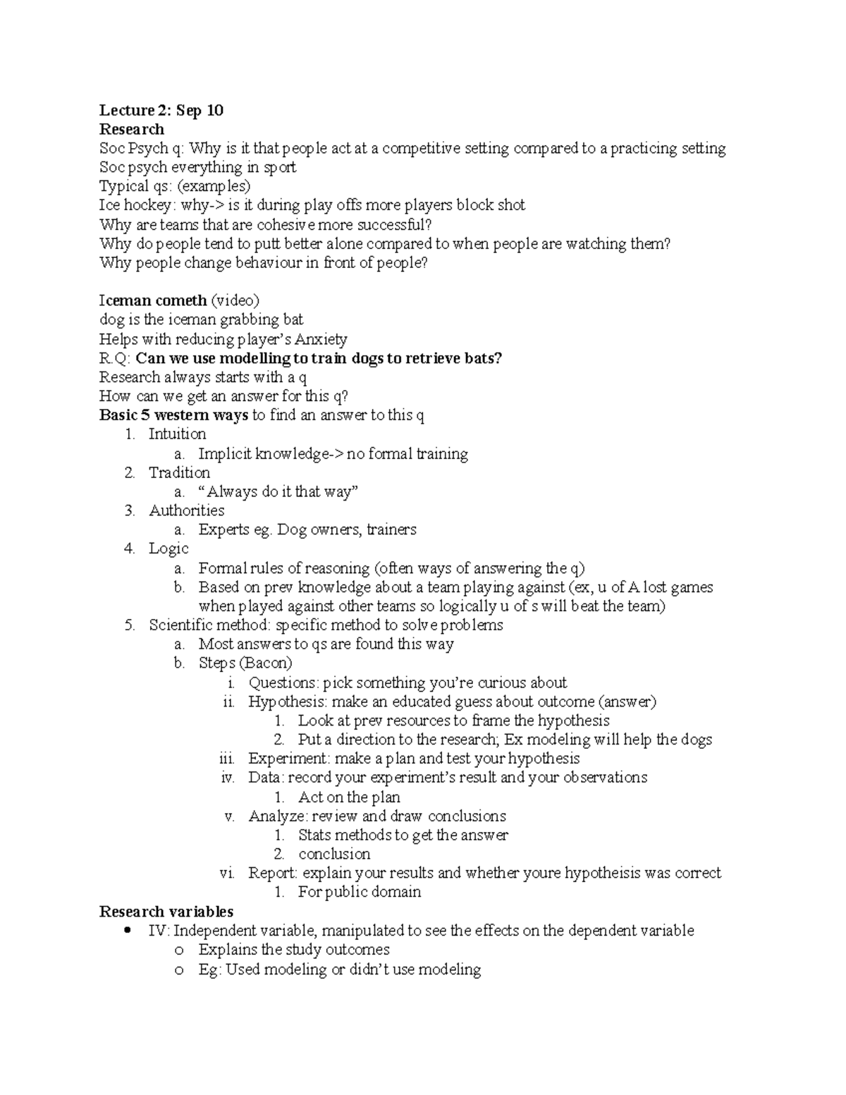 Soc Psych 101: Lecture 2 Notes on Research Methods and Variables - Studocu