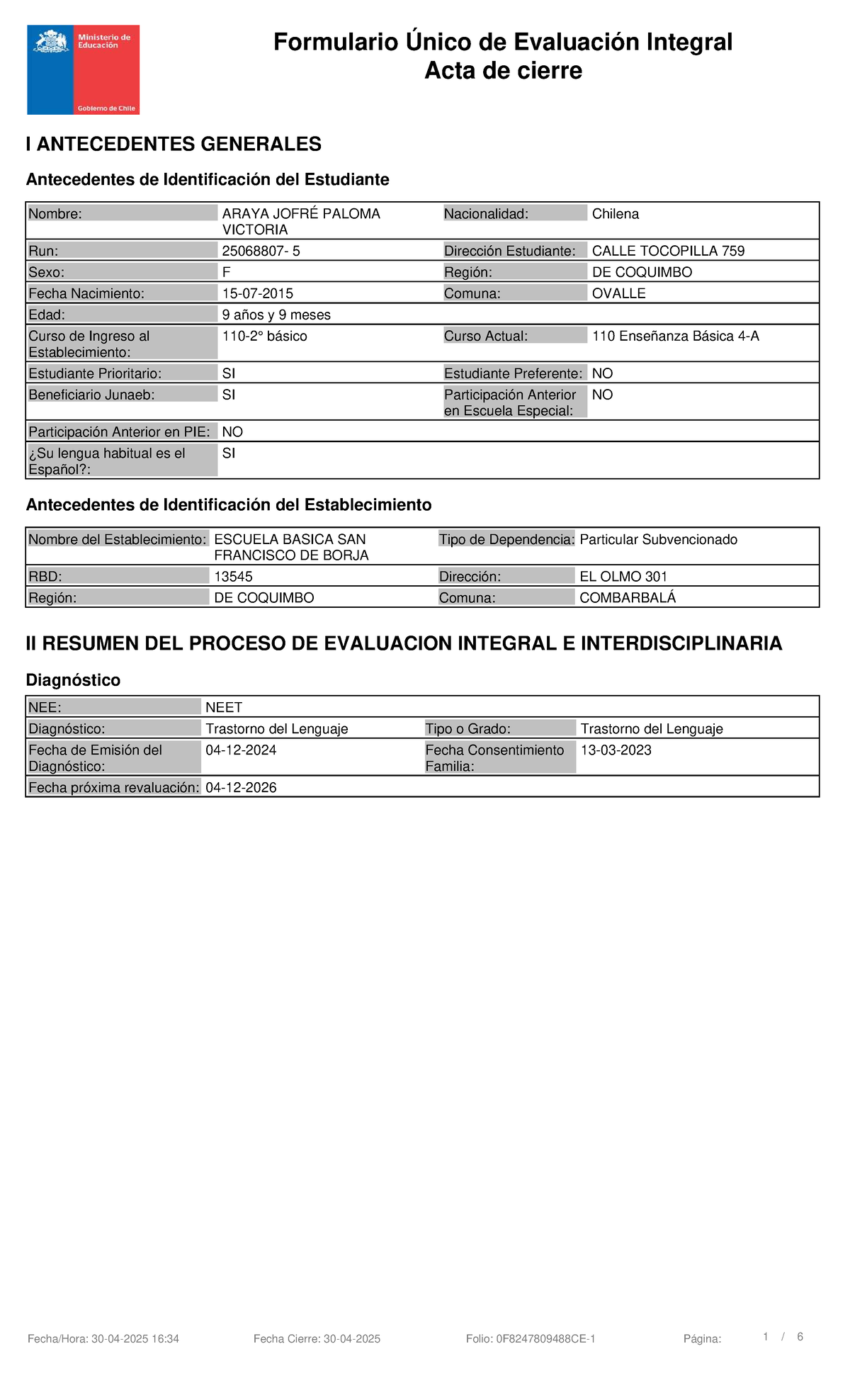 Fudei Paloma - FORMATO DE INFORME - Formulario Único de Evaluación ...