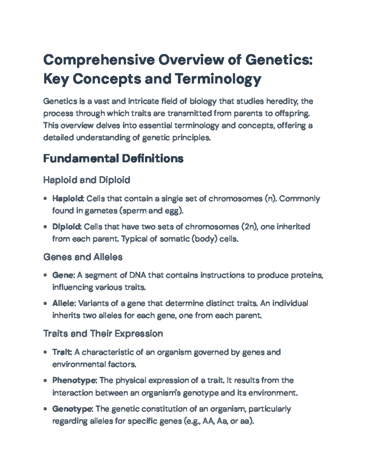 Genetics Overview: Key Concepts and Terminology in Bio 101 ...