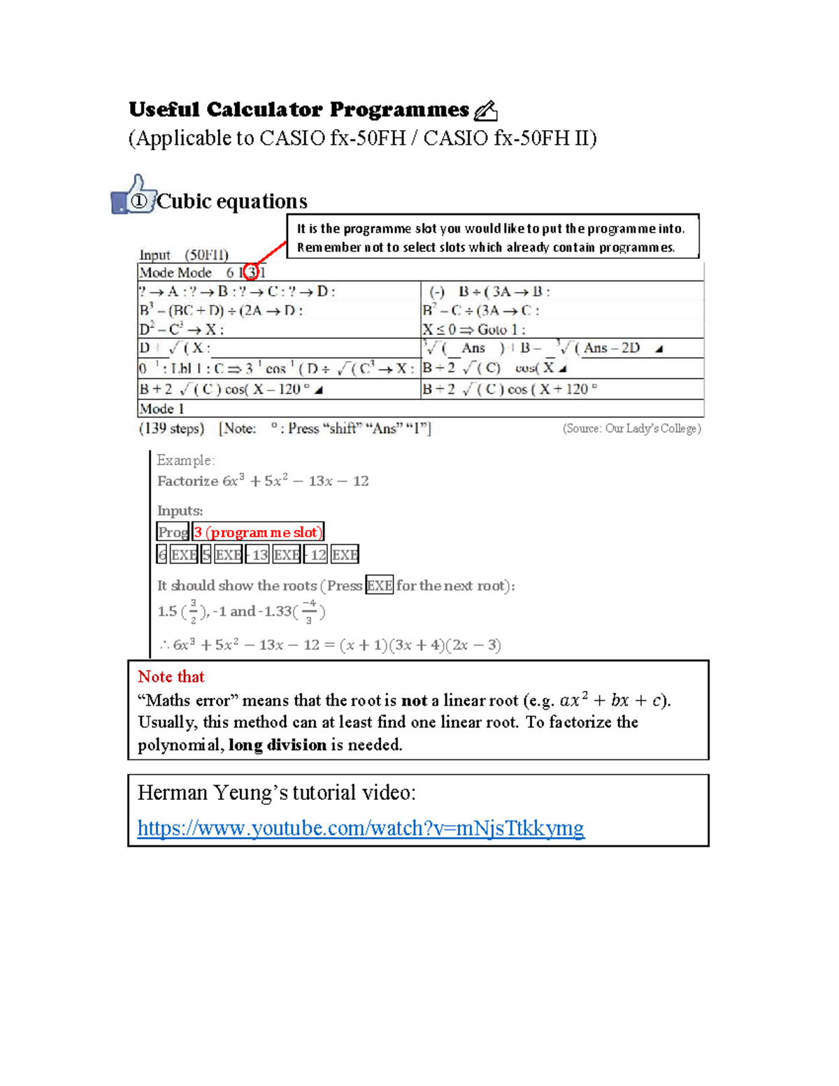 Useful Calculator Programs for CASIO II: Cubic Equations & Triangle ...