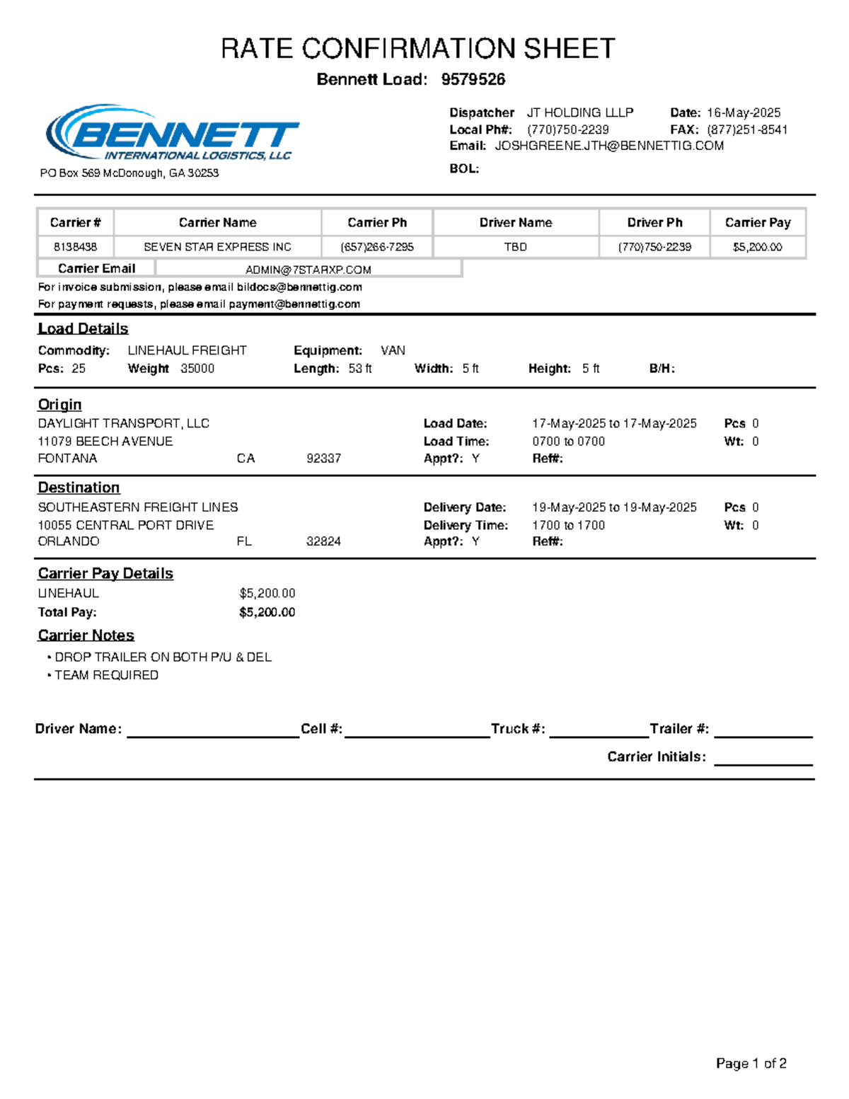 Image 7 for Load Confirmation And Rate Agreement Template