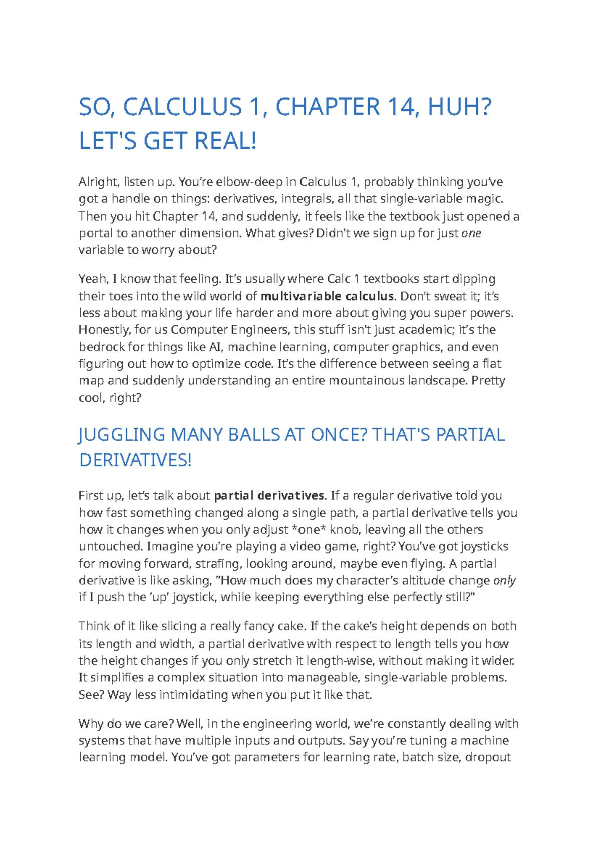 Calculus 1 (MATH101) Chapter 14: Understanding Partial Derivatives ...