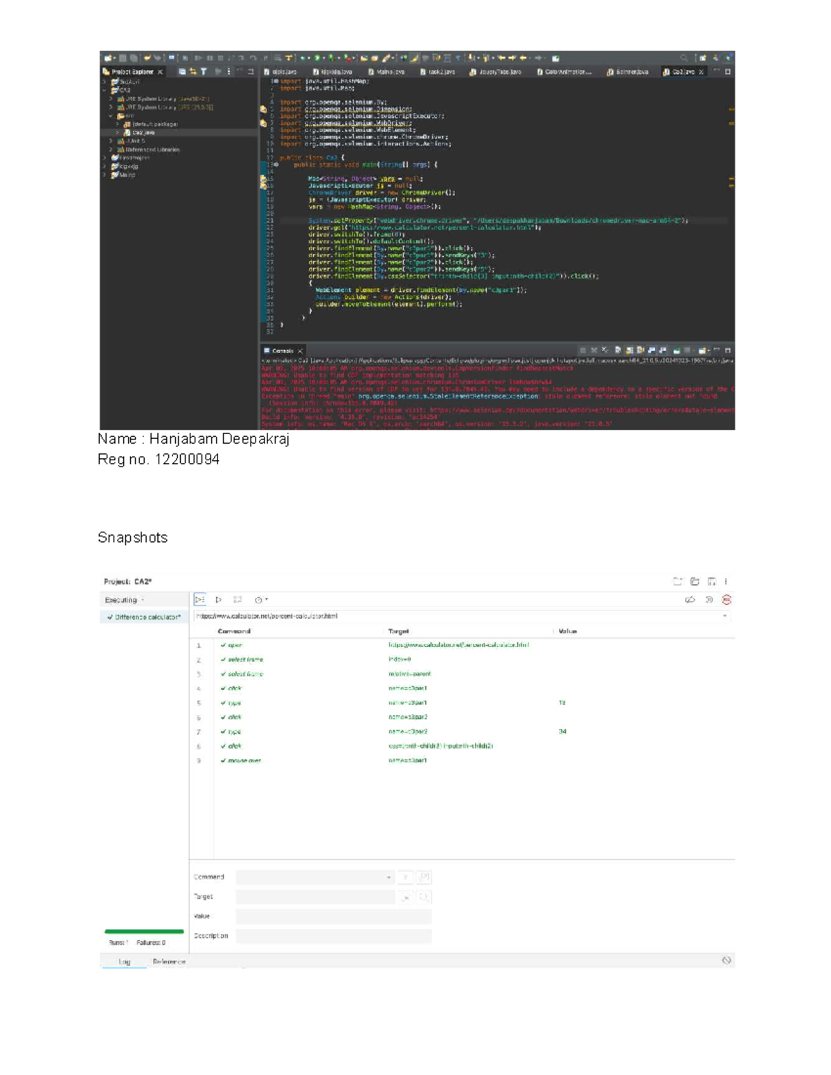 CA2 - Software Testing Project: Selenium Automation Code Overview - Studocu