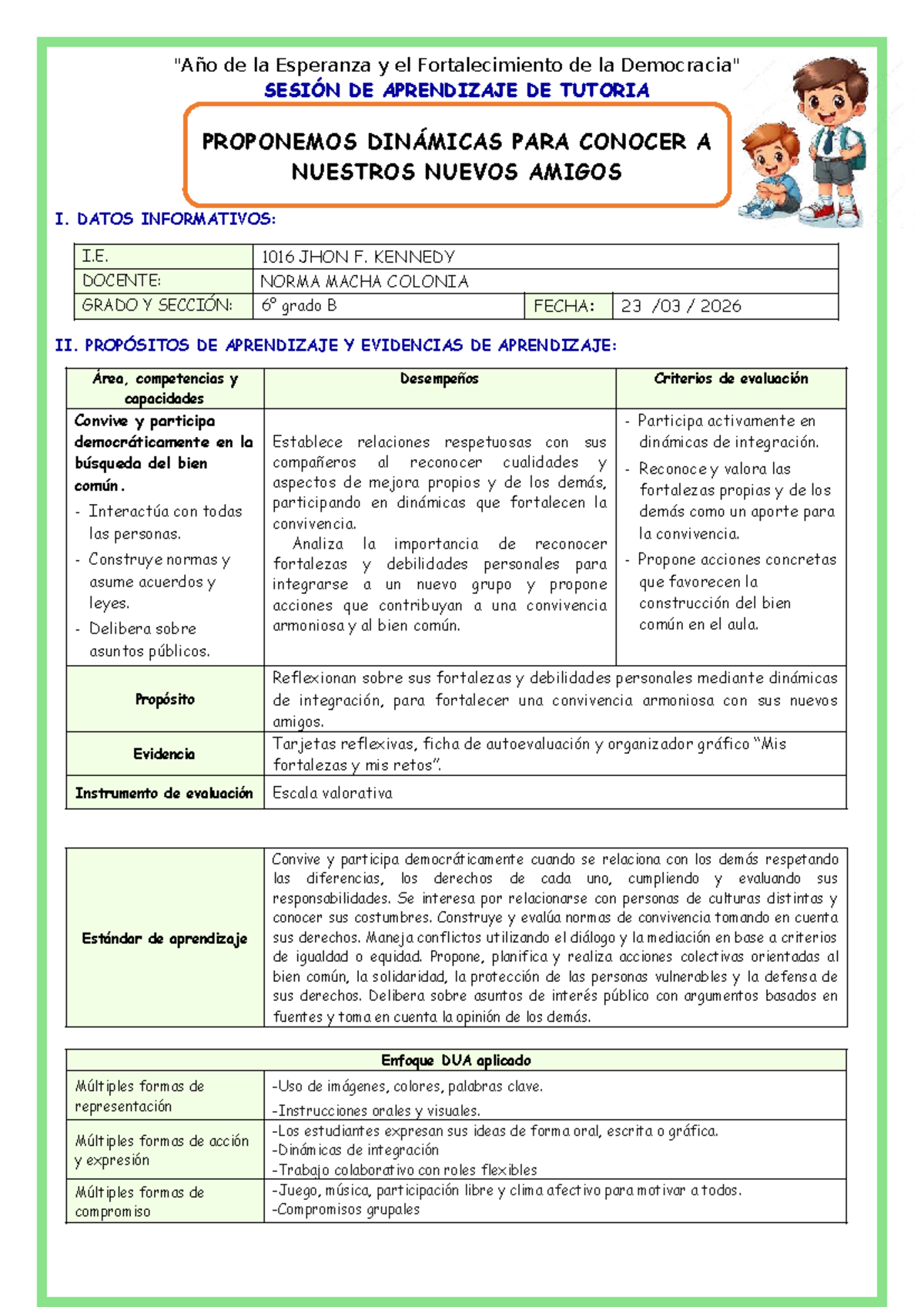 S.A-TUT- Dinámicas de Integración para Conocer Nuevos Amigos - Sexto
