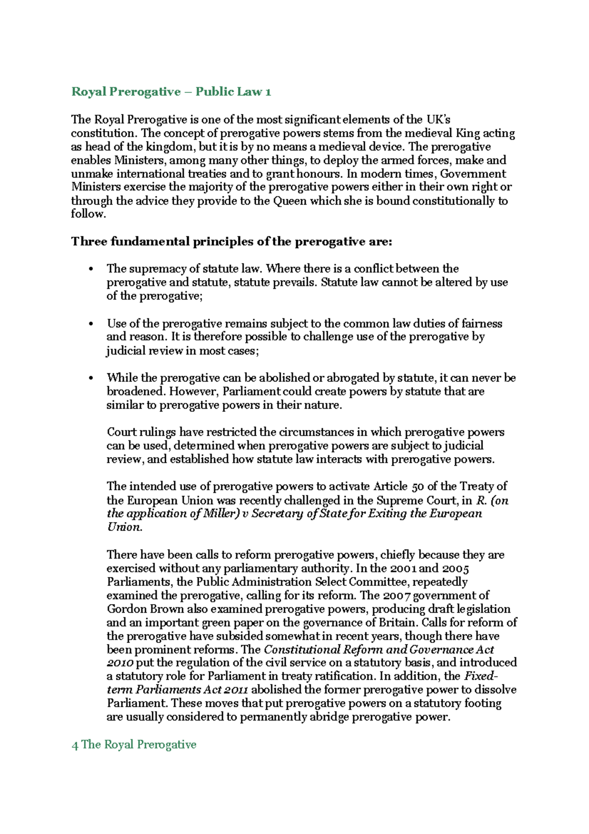 Royal Prerogative - The concept of prerogative powers stems from the ...