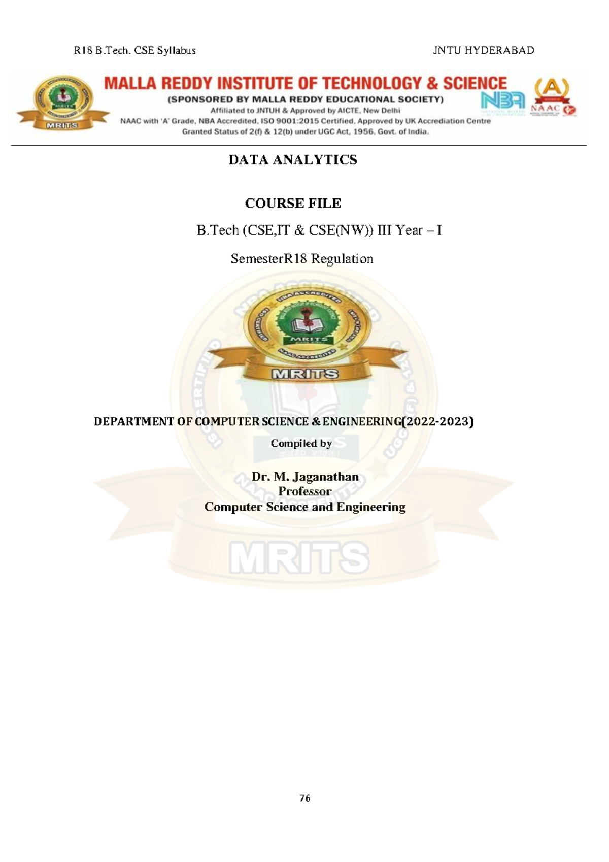 CS513PE - DATA ANALYTICS III-I - Comprehensive Course Notes - Studocu