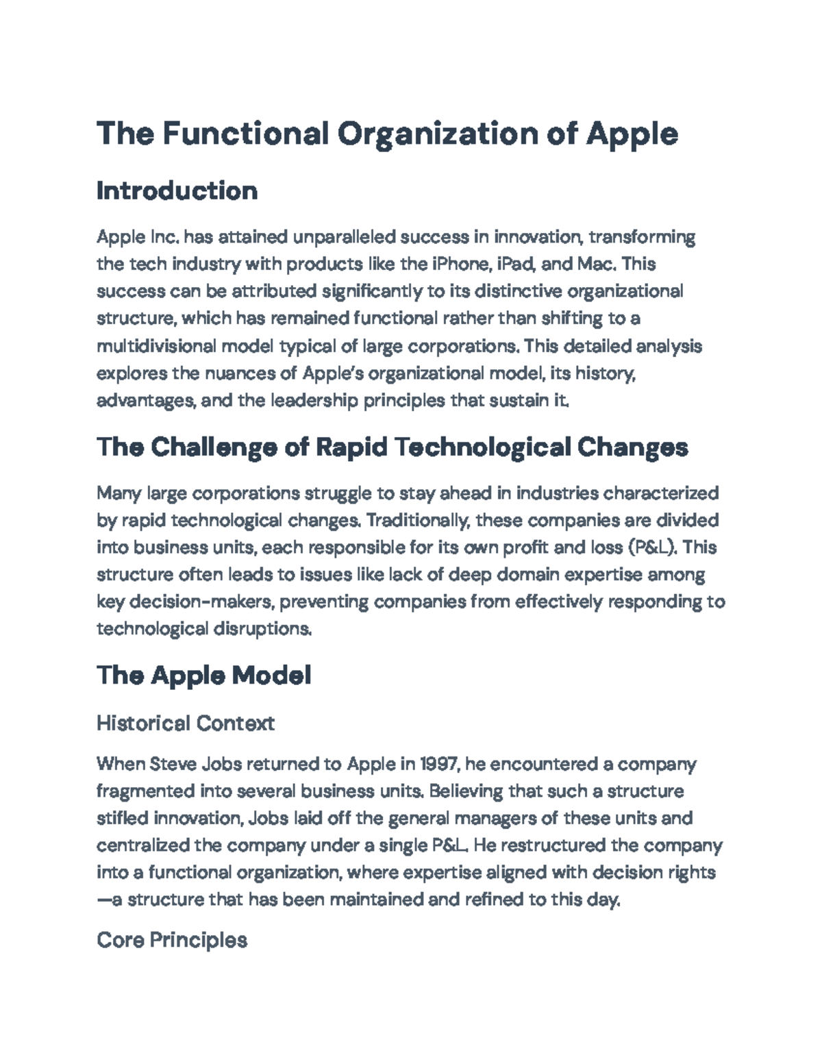 Analysis of Apple's Functional Organizational Structure for Innovation ...