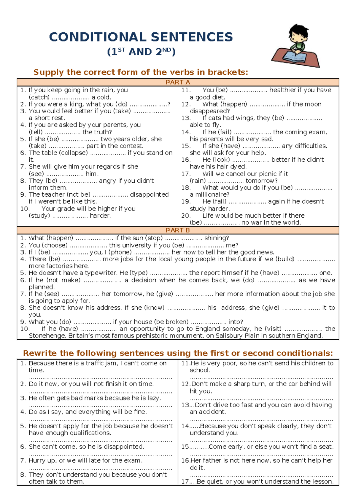 Conditionals Practice: 1st & 2nd Types - Exercise 28137 - Studocu