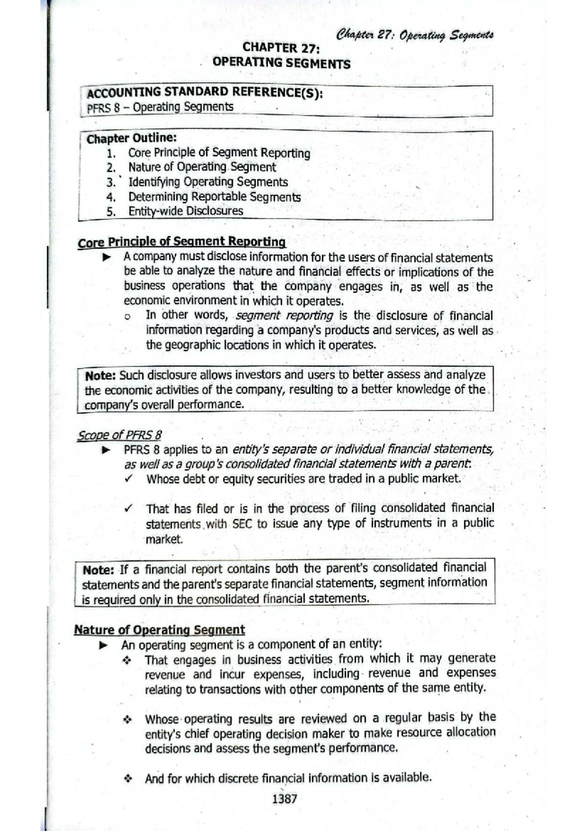 IA3 - Chapter 27: Operating Segments Overview and Key Principles - Studocu