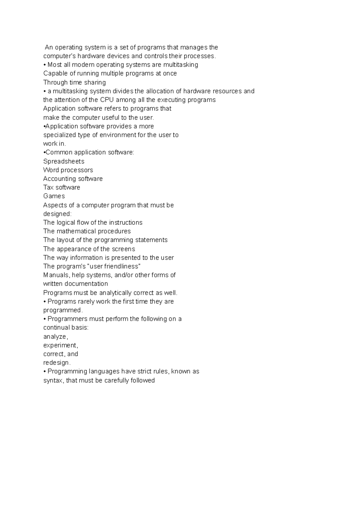 Operating Systems and Application Software Overview (CS101) - Studocu