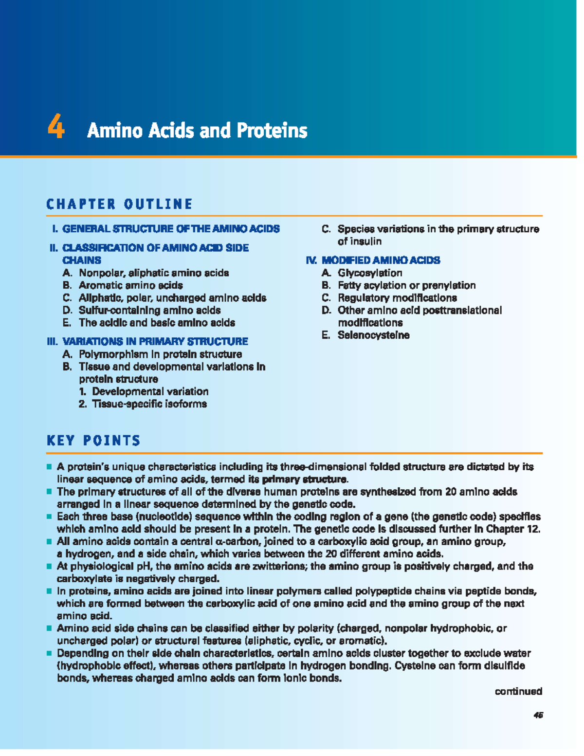 Biochemistry CH 4: Amino Acids and Proteins Overview and Key Concepts ...