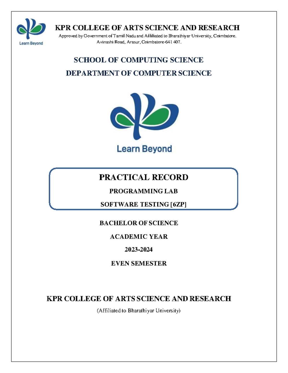System Testing CS - Practical Record and Test Cases Documentation - Studocu