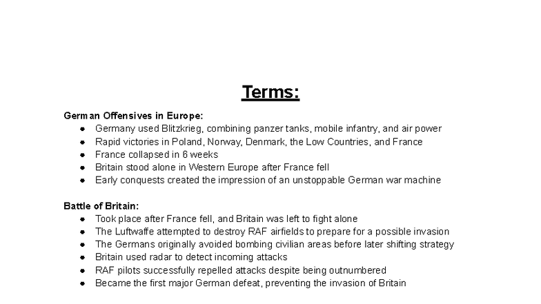 HIST 212 Exam 3 Study Guide: Key Events & Concepts in WWII and Civil ...