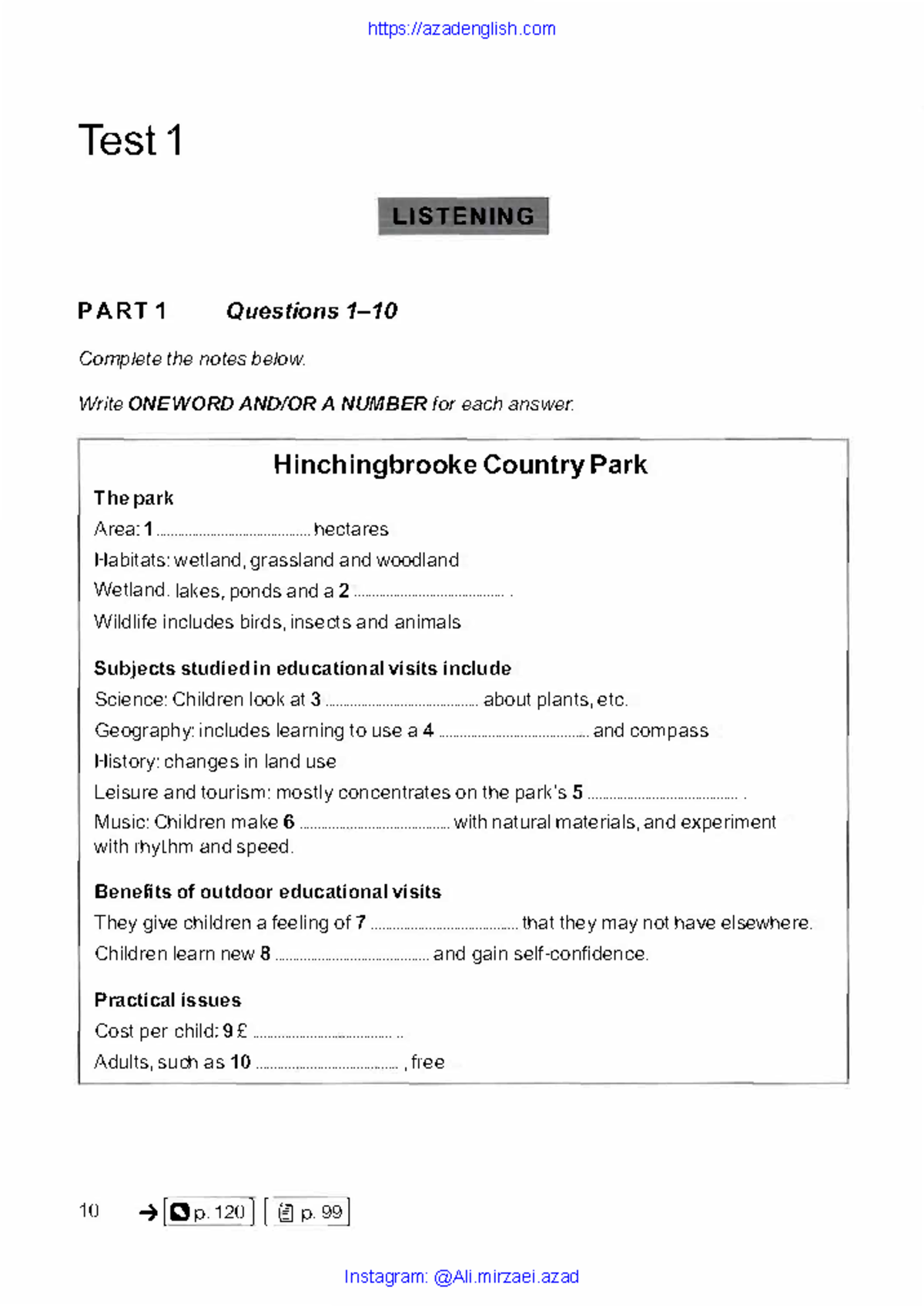 Cambridge IELTS 19 Academic: Test 1 Listening and Reading Answers - Studocu