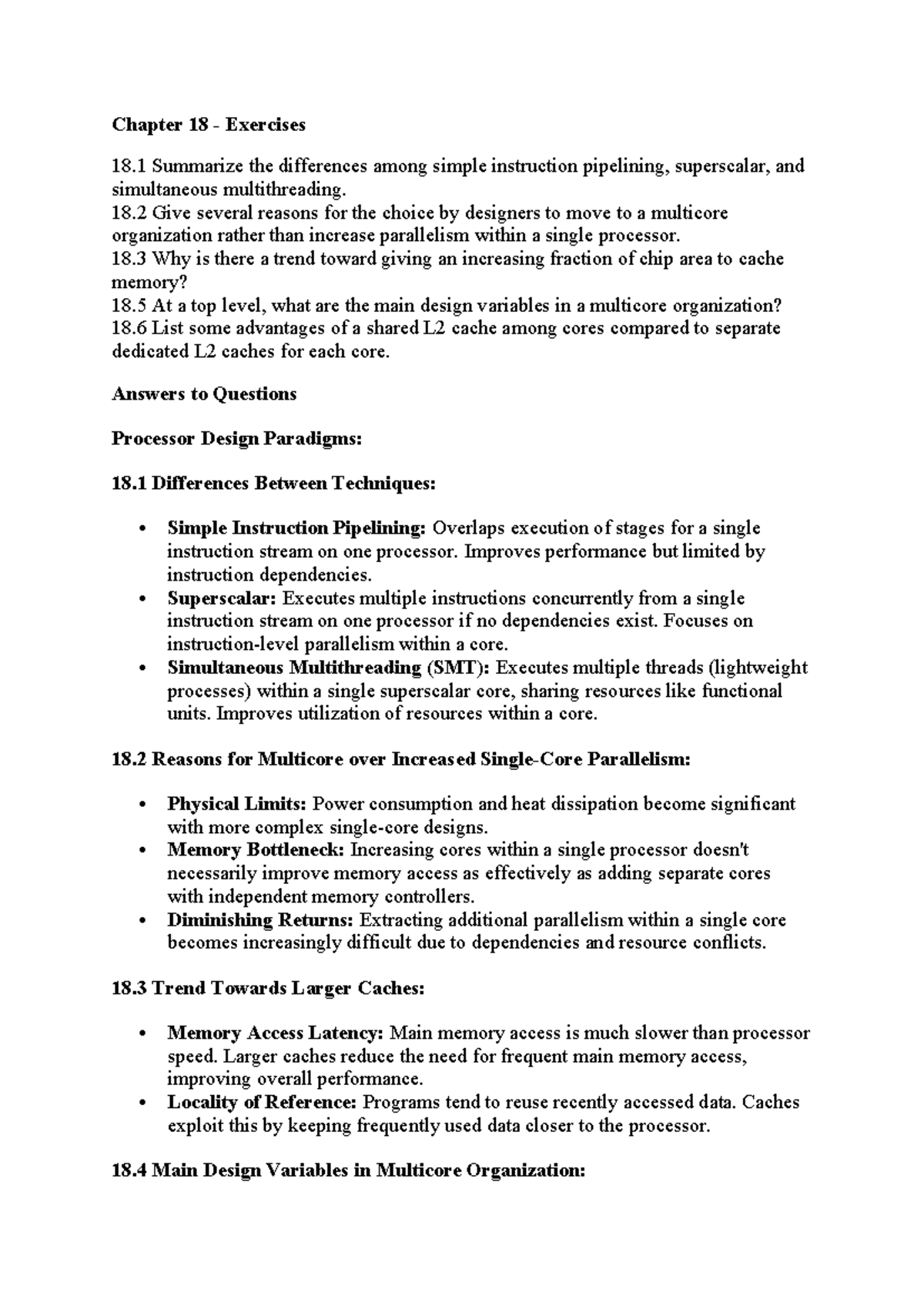 Chapter 18 Review Questions & Answers on Processor Design Concepts - Studocu