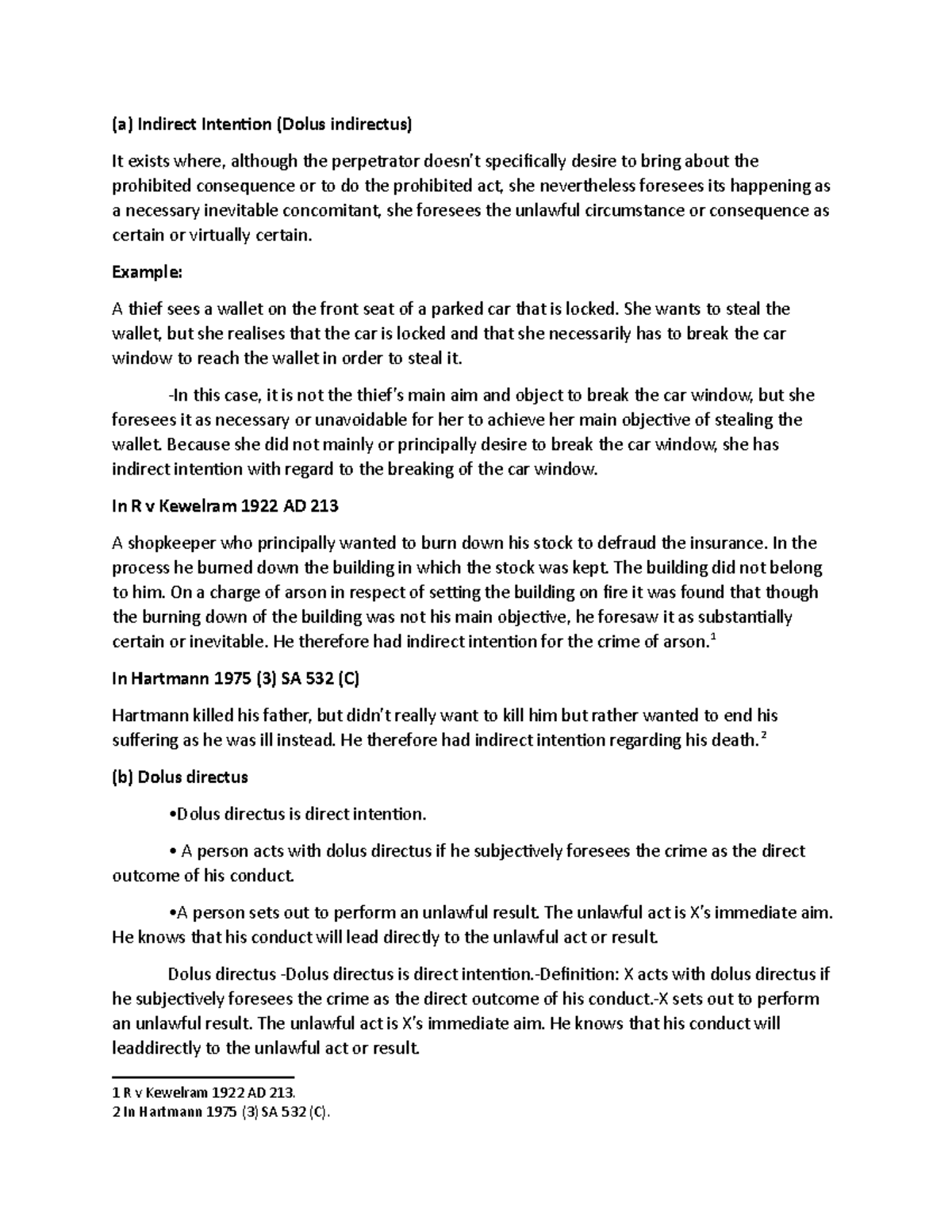 Intentions in Criminal Law (Crl): Indirect, Direct, and Eventualis ...