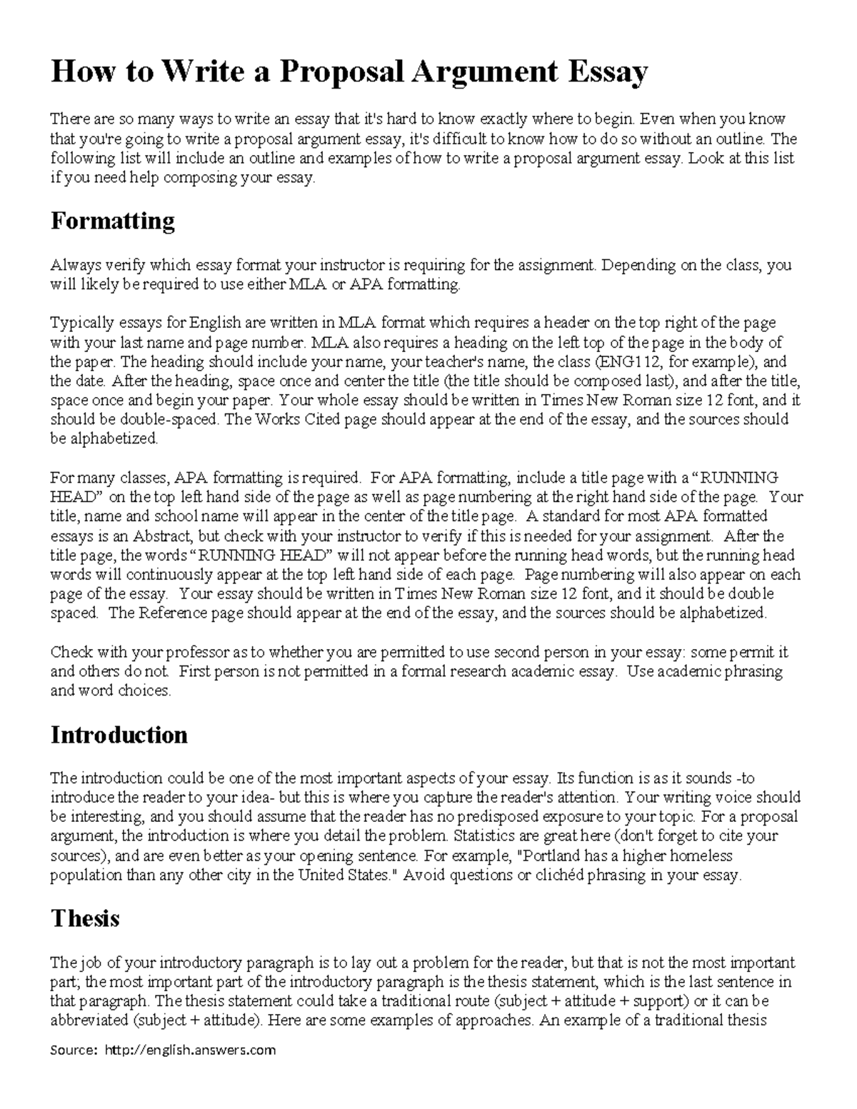 How to Write a Proposal Argument Essay - Even when you know that you're ...