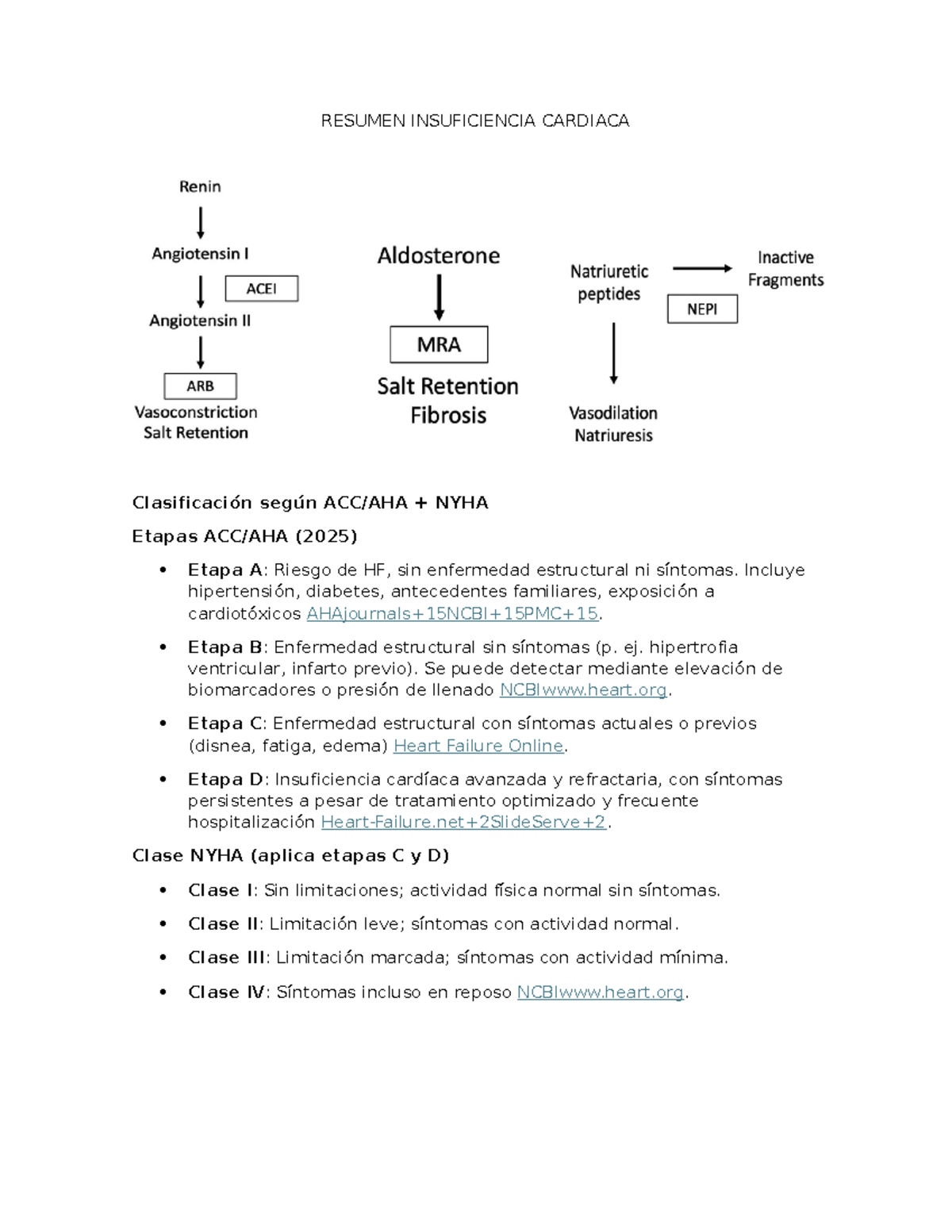 Resumen Insuficiencia Cardíaca 2025: Clasificación y Tratamiento según ...
