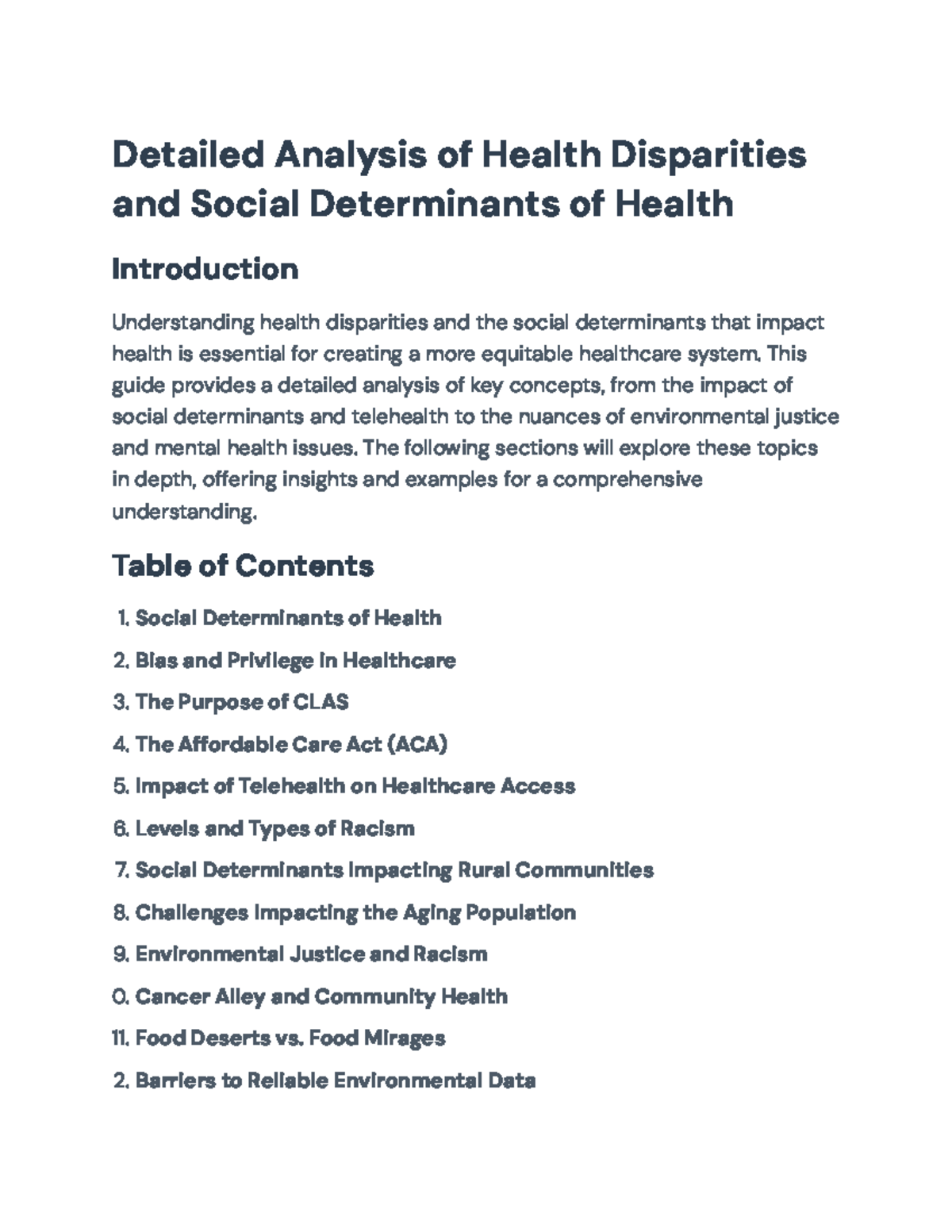 Detailed Analysis of Health Disparities and Social Determinants of ...