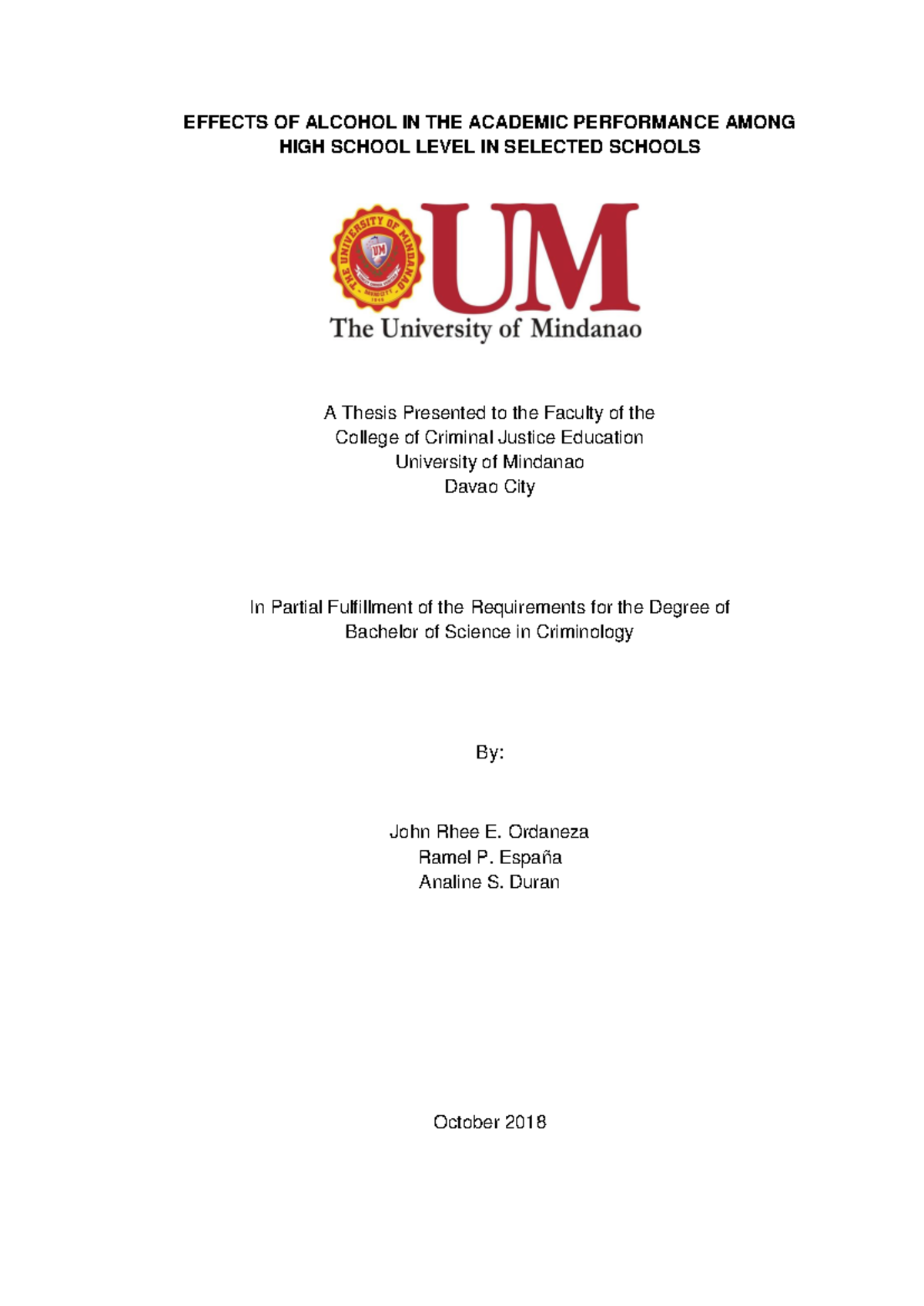 Impact of Alcohol on Academic Performance Among High School Students ...