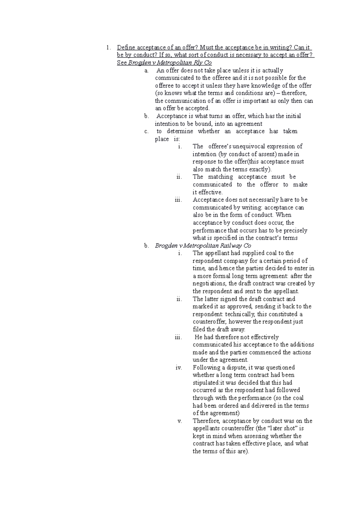 Tutorial 2 - Understanding Offer and Acceptance in Contract Law - Studocu