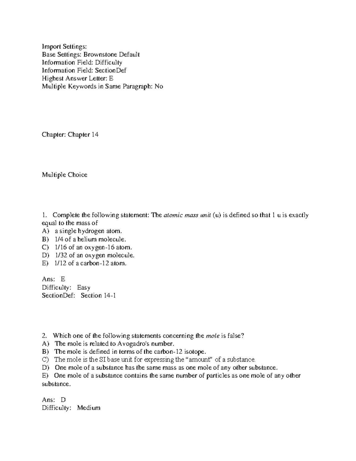 Chapter 14 Test Bank and Answers - Import Settings: Base Settings ...