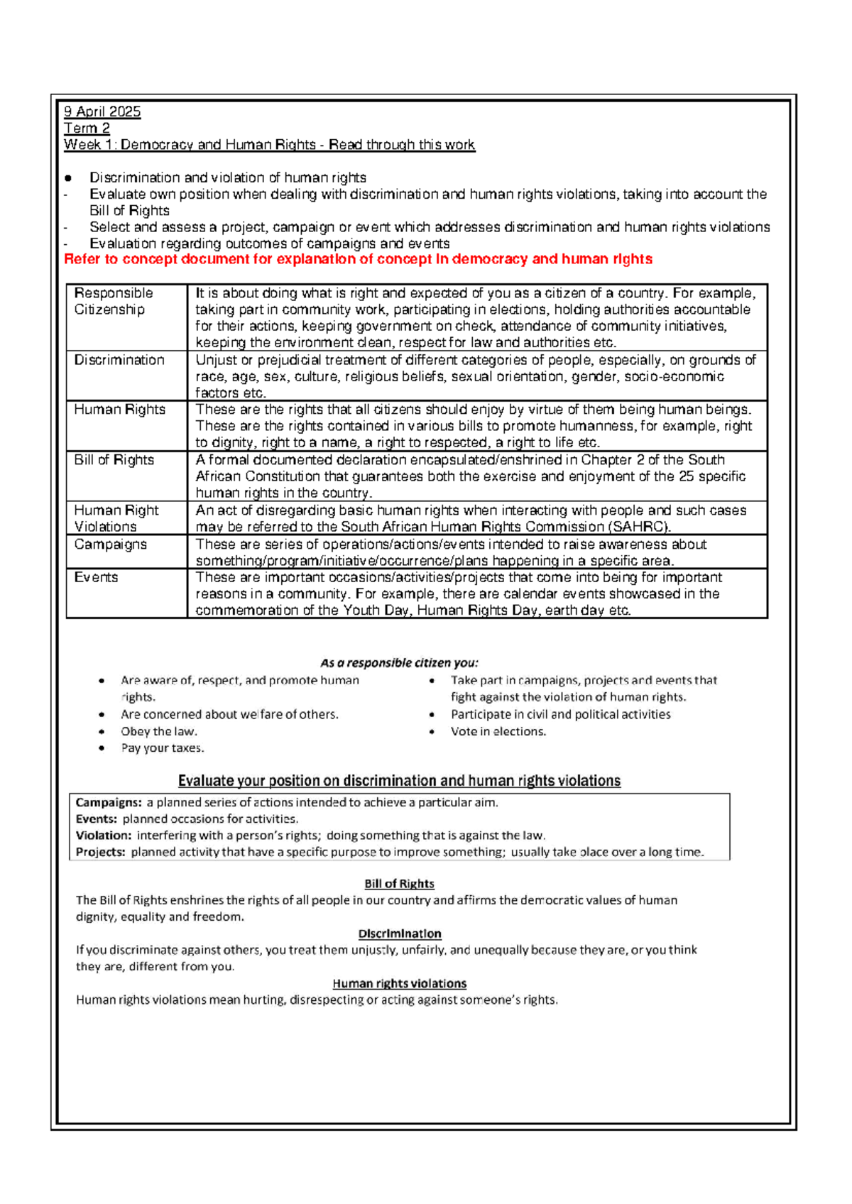 Term 2 Week 1-7: Democracy, Human Rights & Media Analysis - Studocu