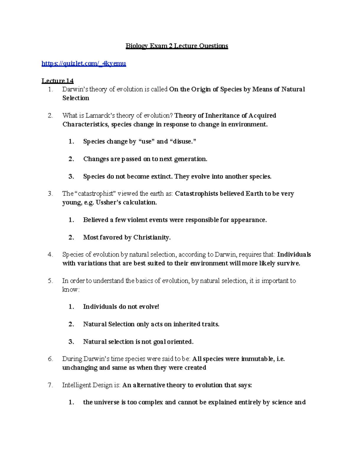 BIO 101 Midterm Exam 2 Study Guide and Key Concepts Notes - Studocu