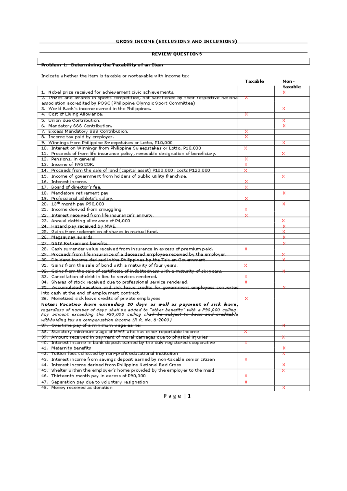 2-Gross Income Inclusion & Exclusion: Key Answers (PSBA) - Studocu