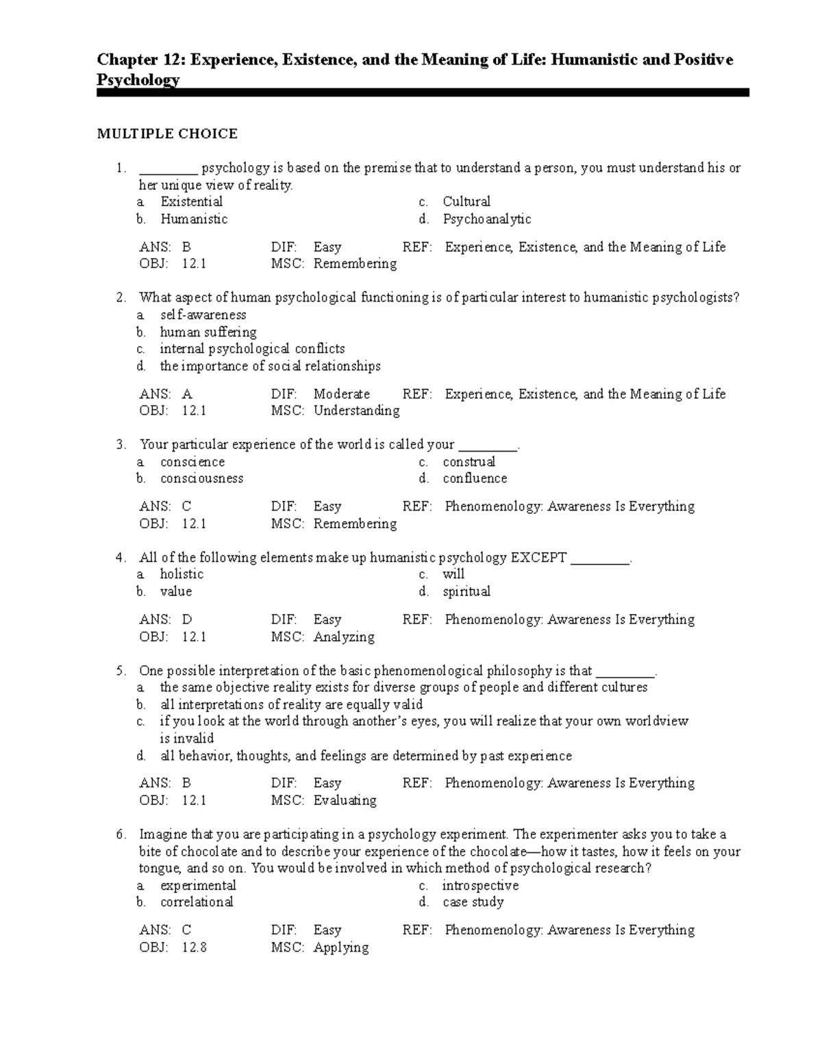 Exam 2016, questions and answers - Chapter 11: Psychoanalysis After ...