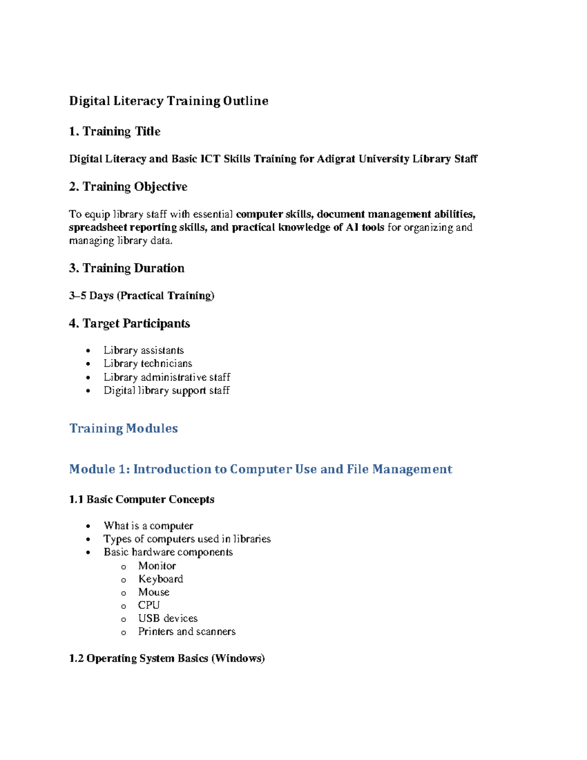 Digital Literacy & ICT Skills Training for Adigrat University Staff ...
