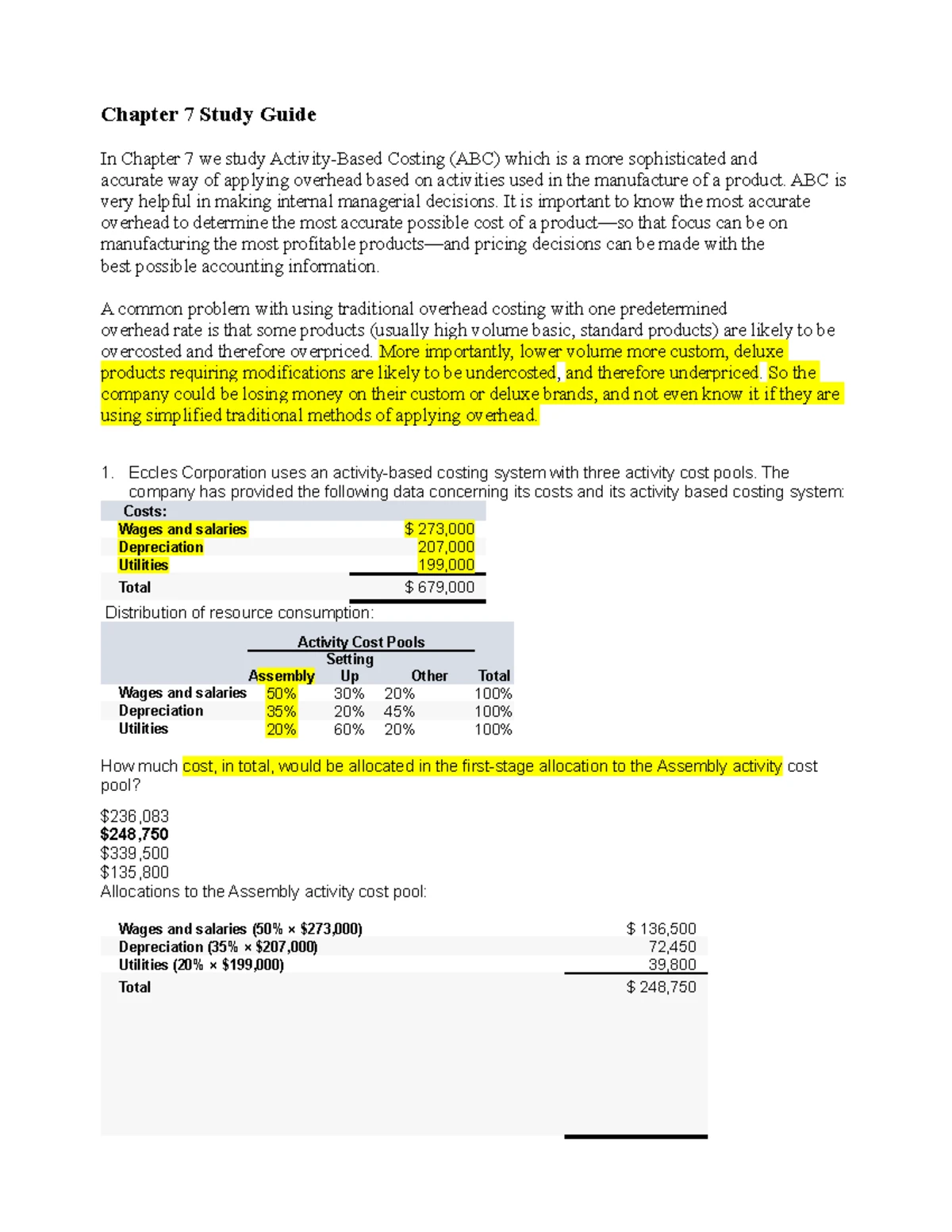BUS1 122A Ch. 8 Study Guide - Chapter 8 Study Guide The following Ch. 8 ...