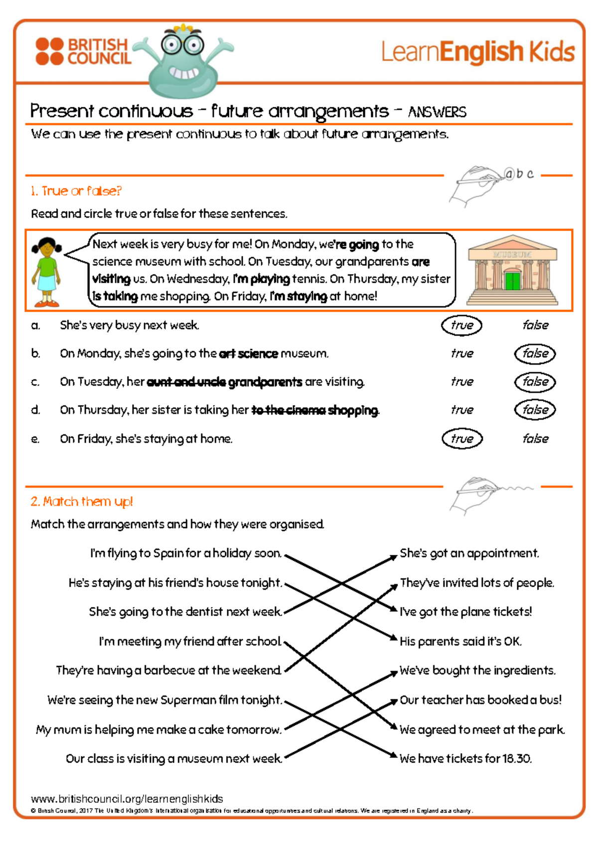 Grammar Practice: Present Continuous Future Arrangements Worksheet ...