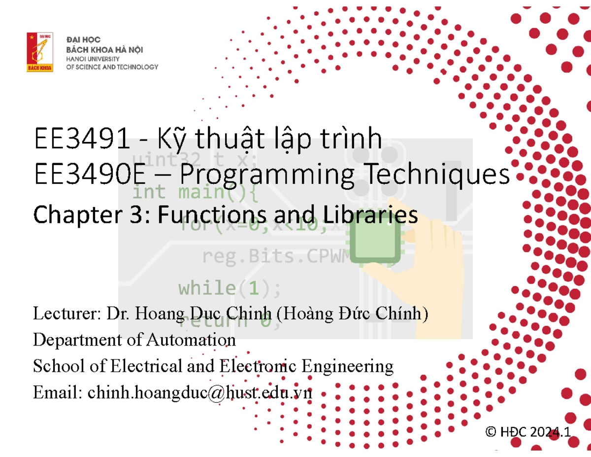 EE3490E Programming Techniques Chapter 3: Functions & Libraries - Studocu