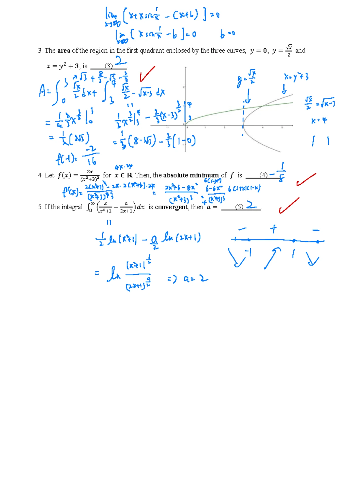 102-1 - this is the calculus exam - 6. Let ݂ be a continuous function ...