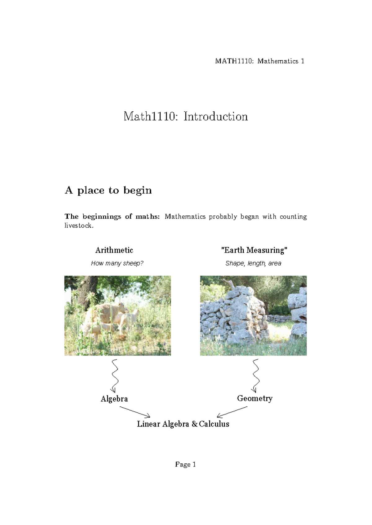 Lec01 Language of maths - Math1110: Introduction A place to begin The ...