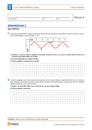 Test 3. Termodynamika Test (z widoczną punktacją) - Grupa Klasa Liczba