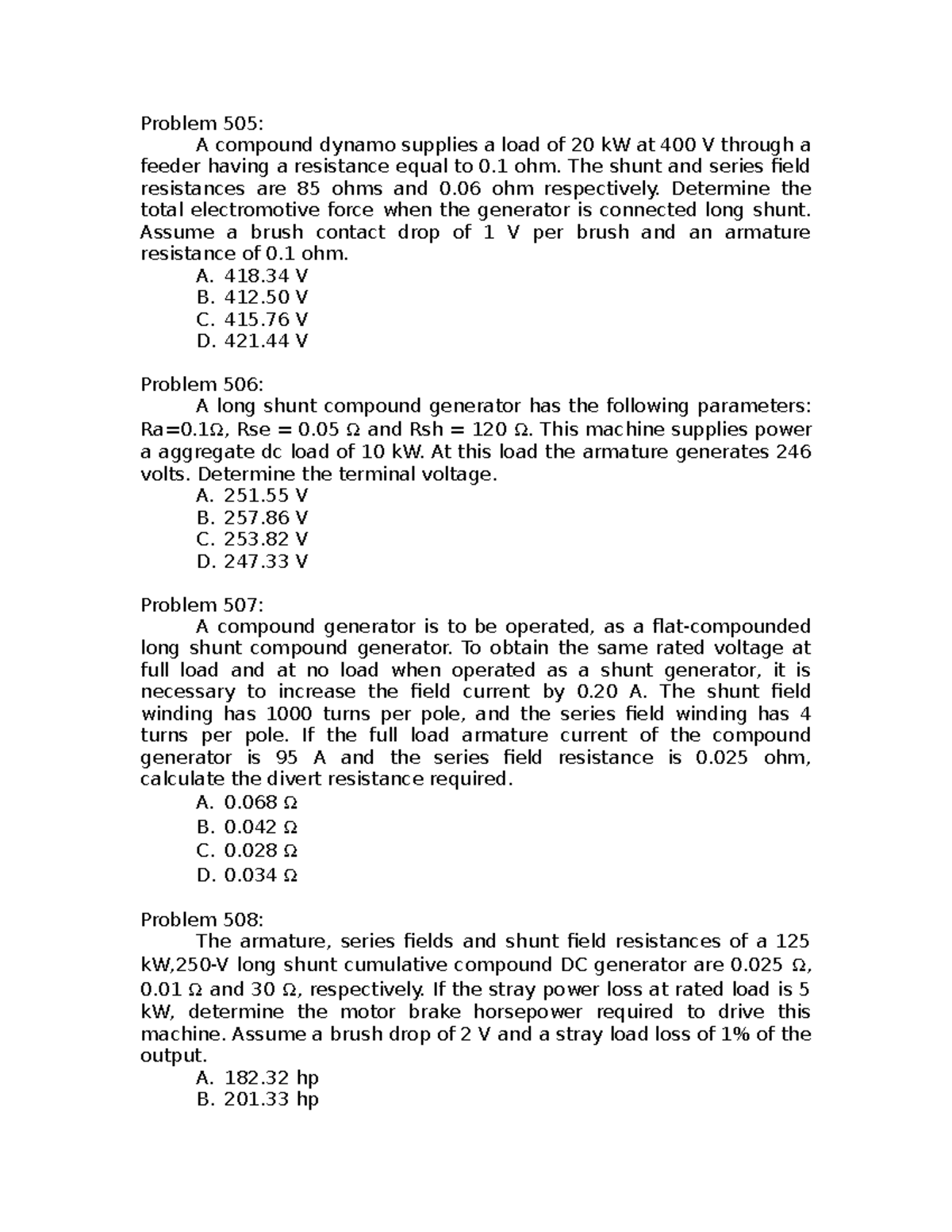 318189205 Problem Set: Long Shunt Compound Generator Analysis - Studocu