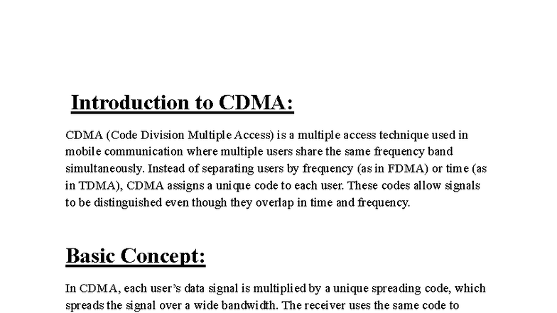 CDMA Coding Methods: Practical Notes on Spreading Techniques - Studocu
