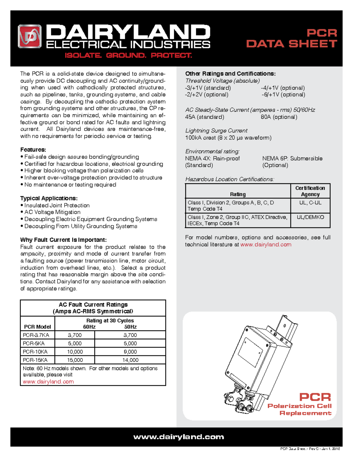 PCR Data Sheet: AC/DC Coupling for Cathodic Protection Systems - Studocu