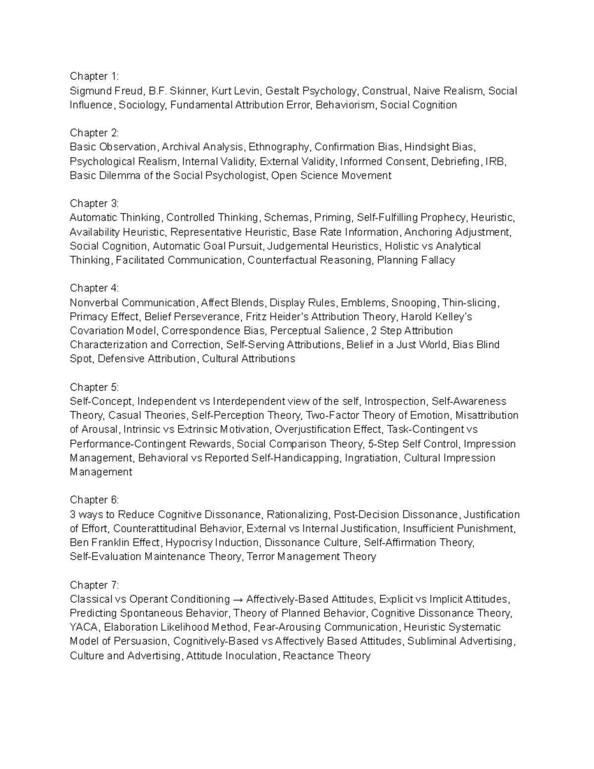 Psychology Vocab by Chapter: Key Concepts & Theories (PSY 101) - Studocu